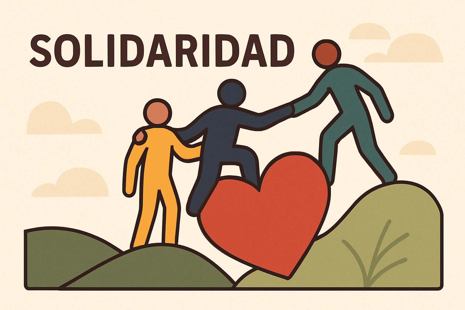 Personas colaborando y ayudándose mutuamente como símbolo de solidaridad