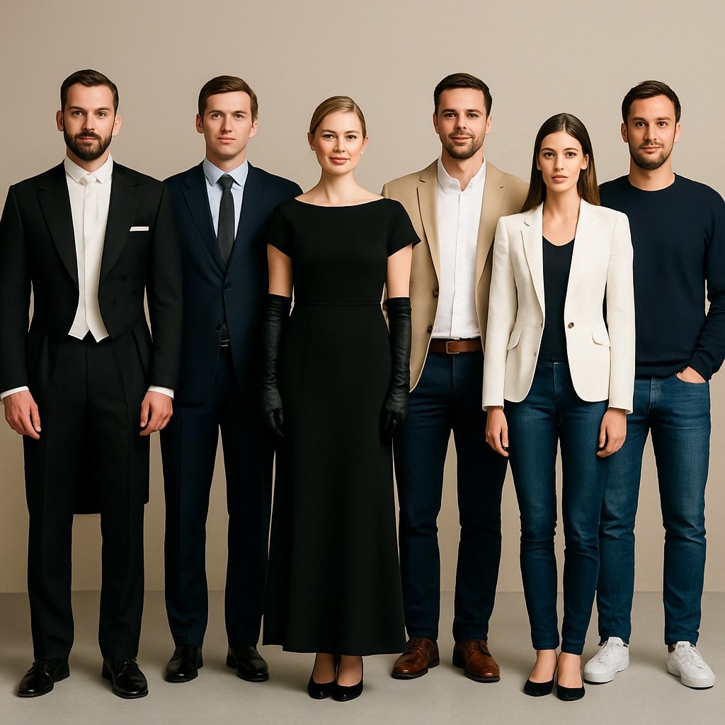 Personas siguiendo distintos códigos de vestimenta en un evento