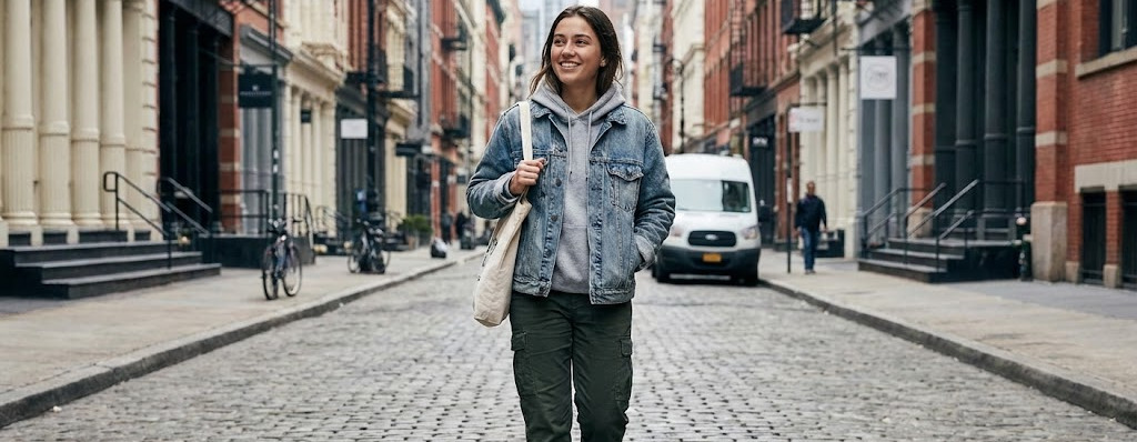 Ejemplo de vestimenta casual moderna y cómoda