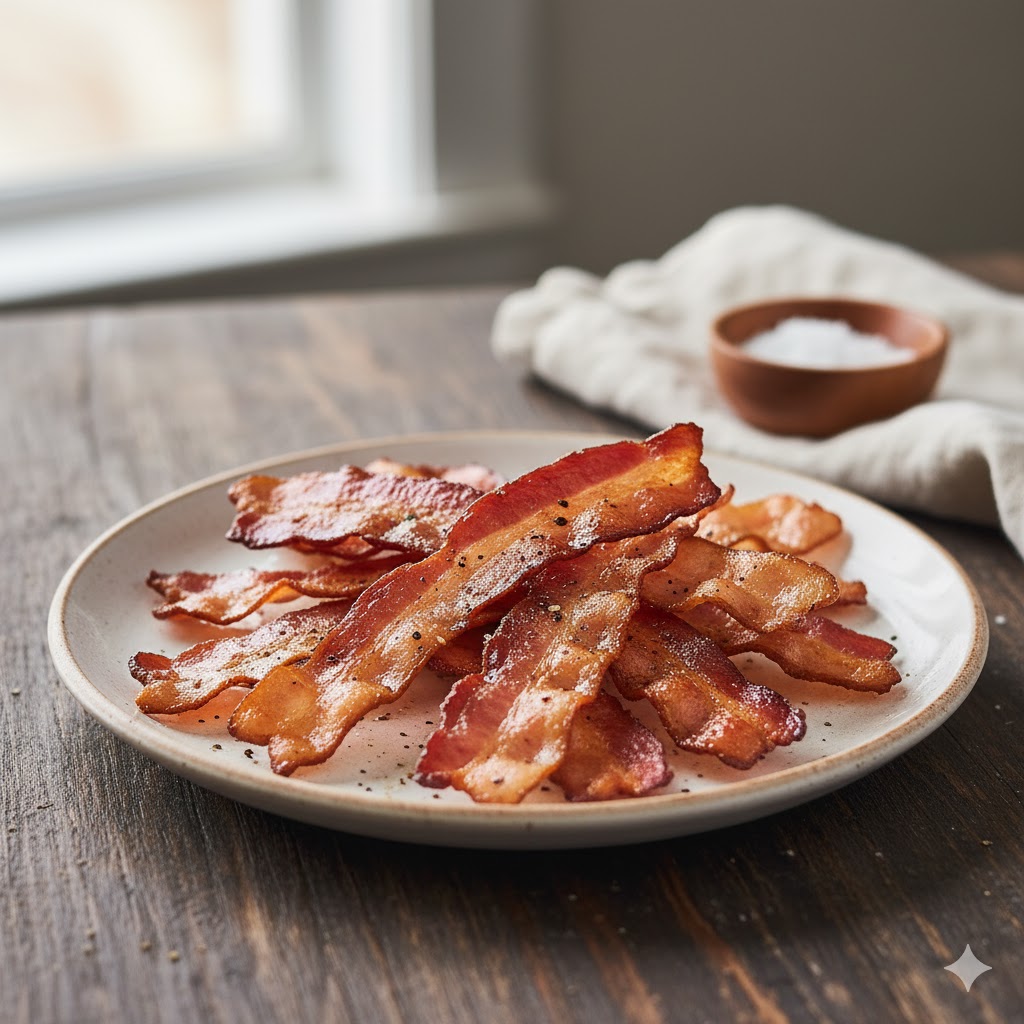 Bacon crujiente servido