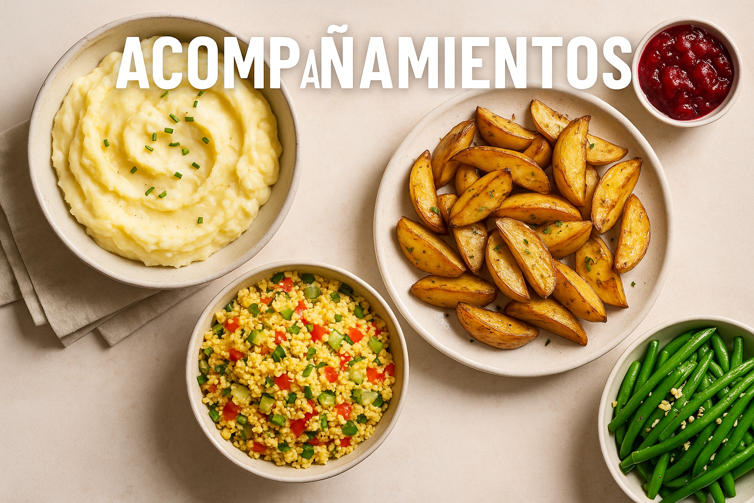 Acompañamientos y guarniciones: patatas, ensaladas, verduras, arroces y más