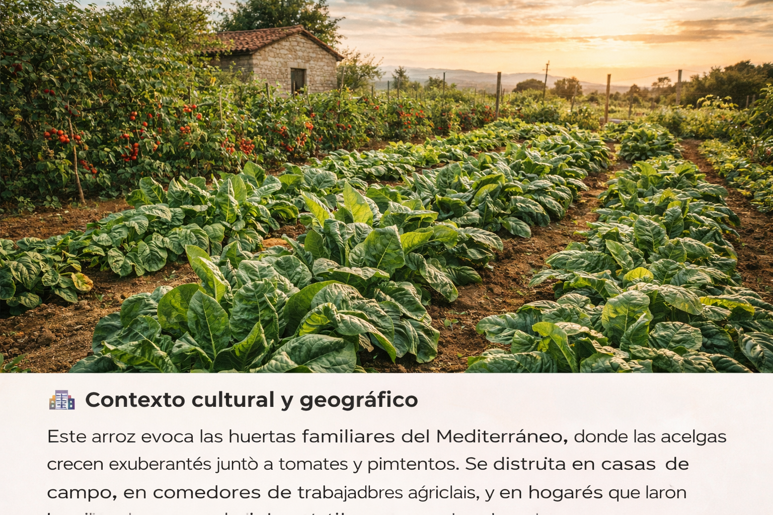 Huerto tradicional con acelgas creciendo