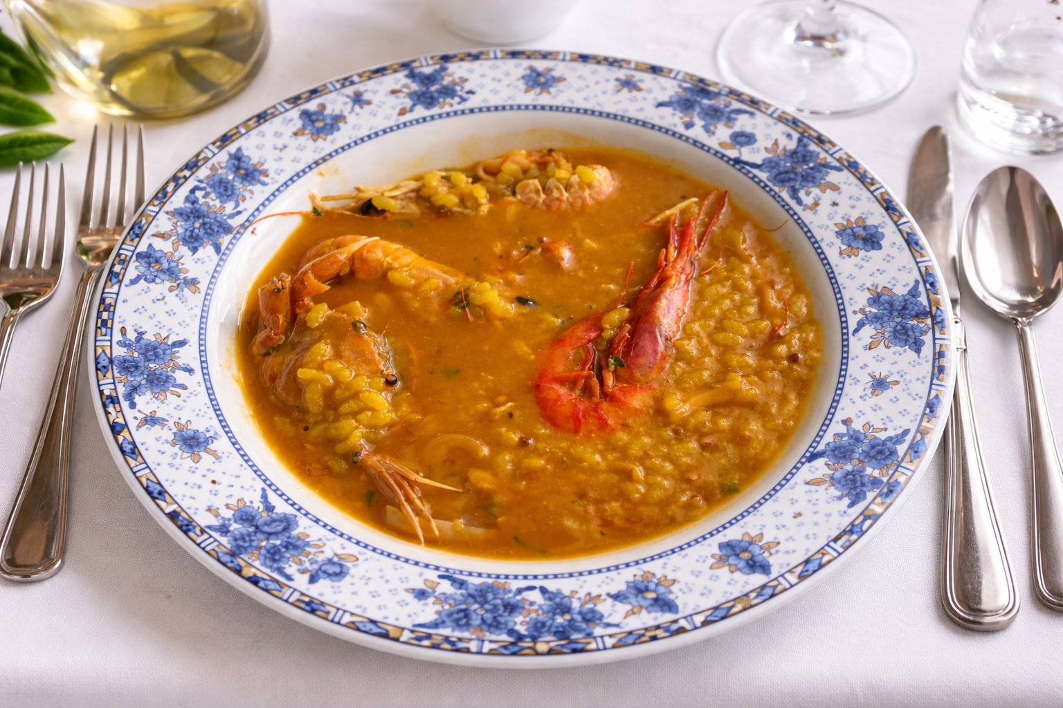 Arroz meloso de marisco con sepia y ñora emplatado