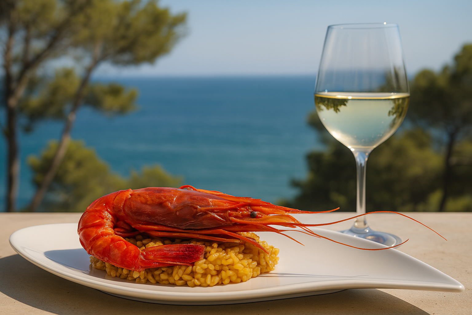 Paella de carabineros junto al mar