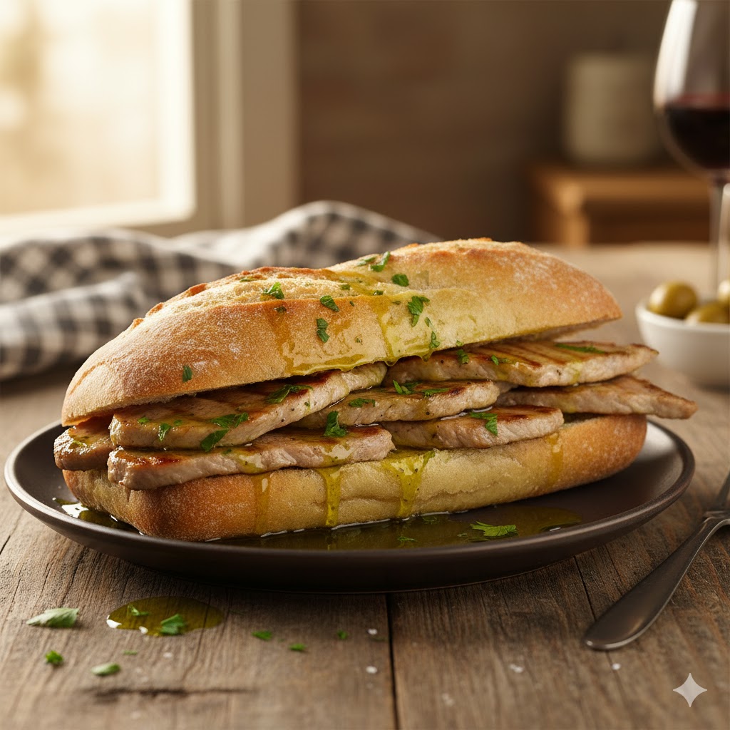 [translate:Bocadillo de lomo servido]