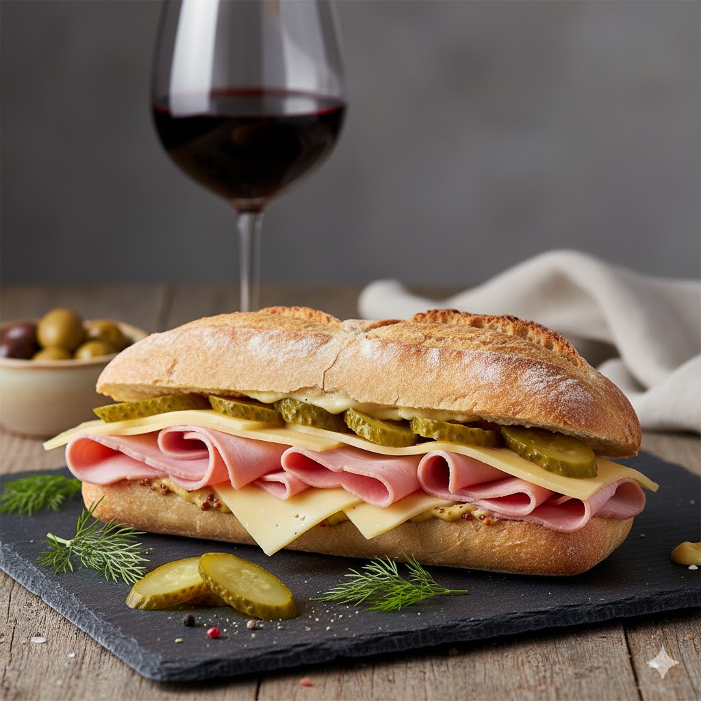 [translate:Bocadillo de Jamón Cocido, Queso y Pepinillos]
