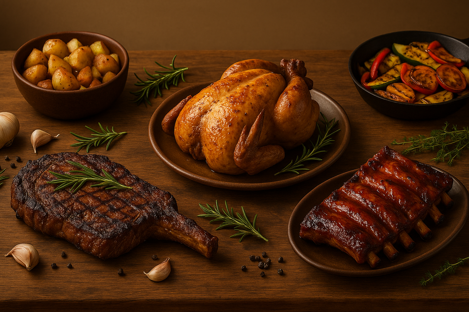 Platos variados de carnes