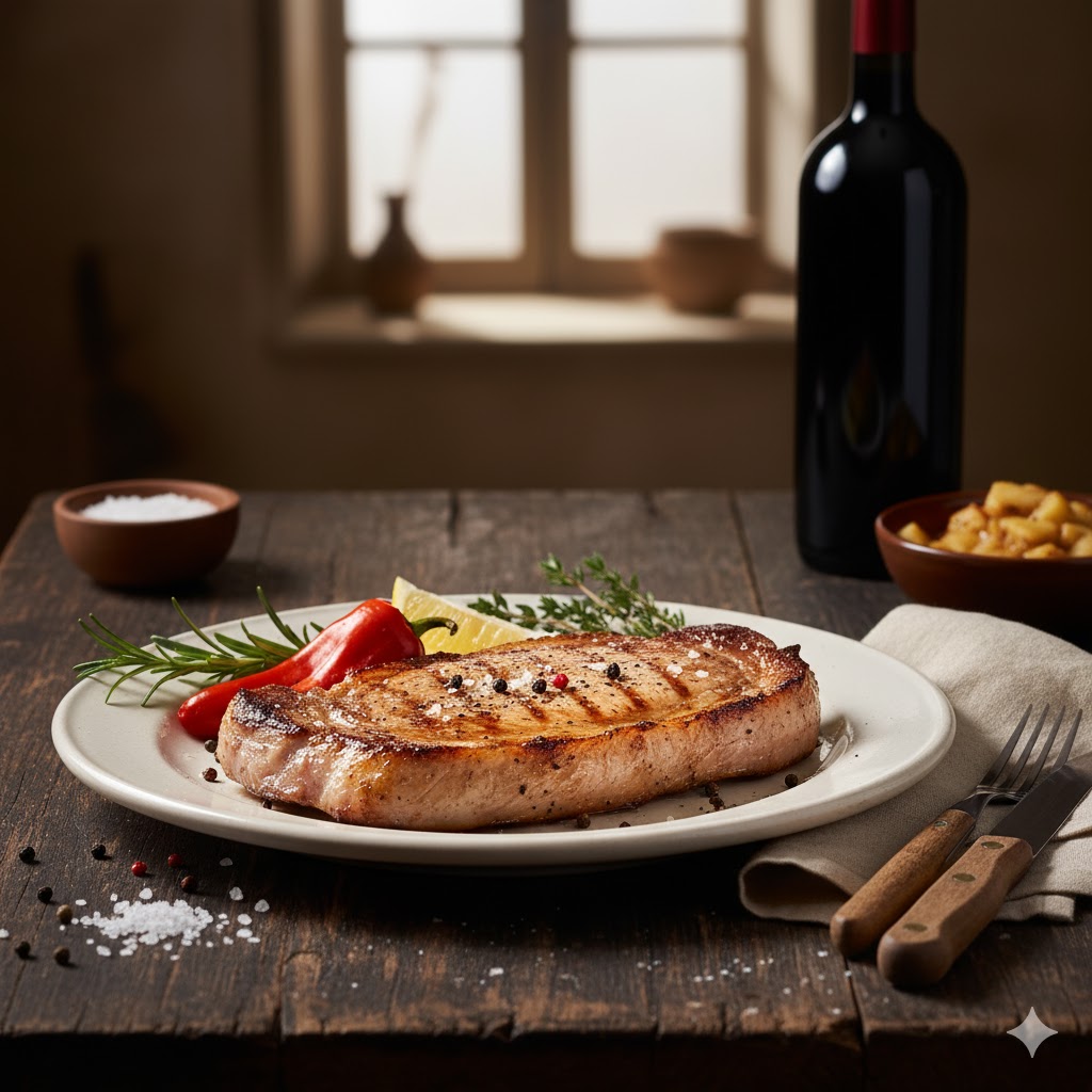 Secreto ibérico a la plancha servido