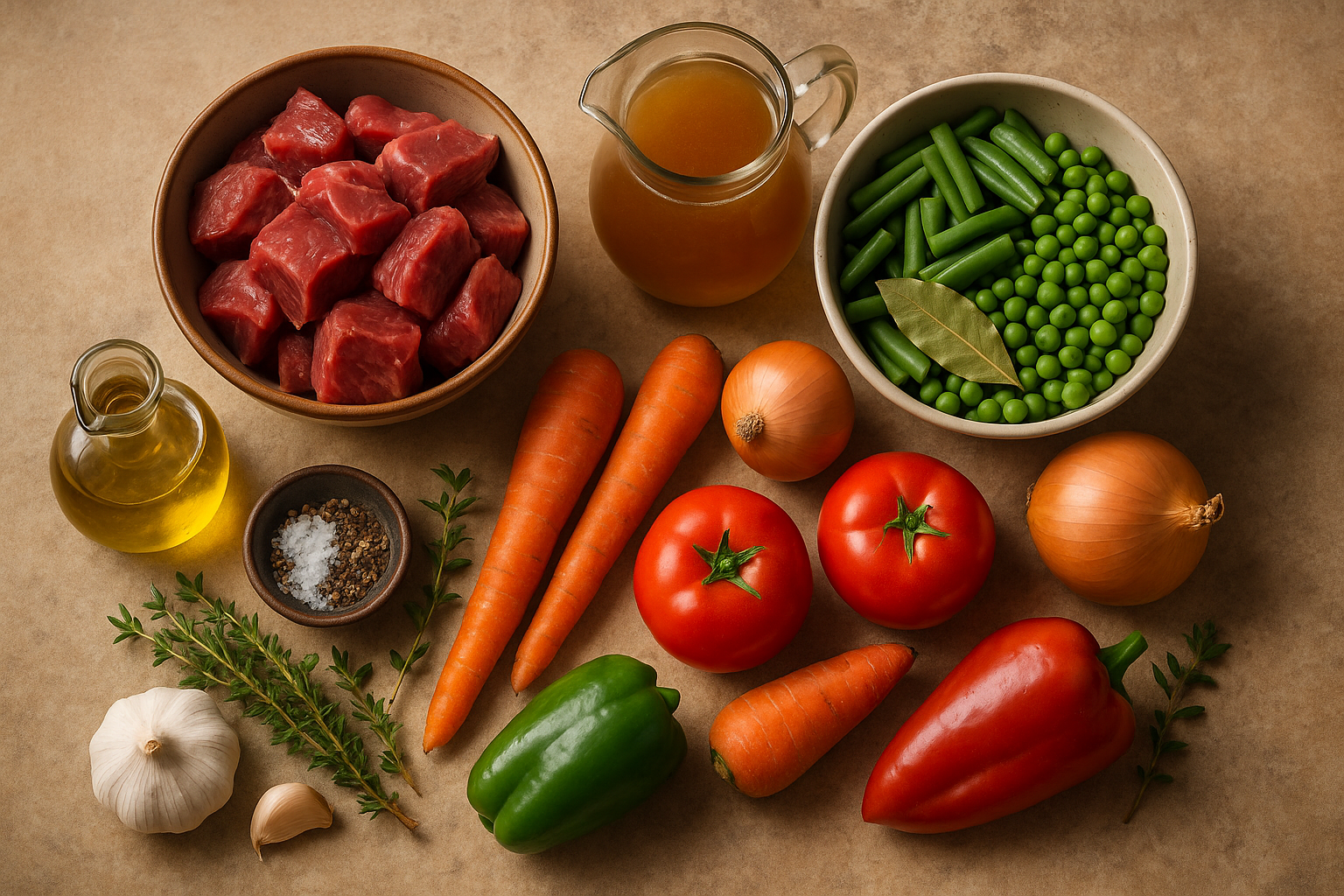 Ingredientes para ternera a la jardinera