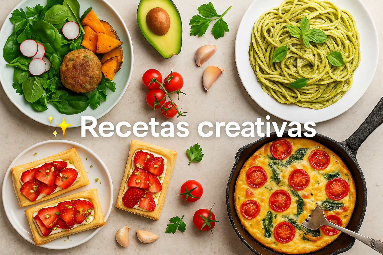 Recetas creativas: entrantes, platos principales y postres