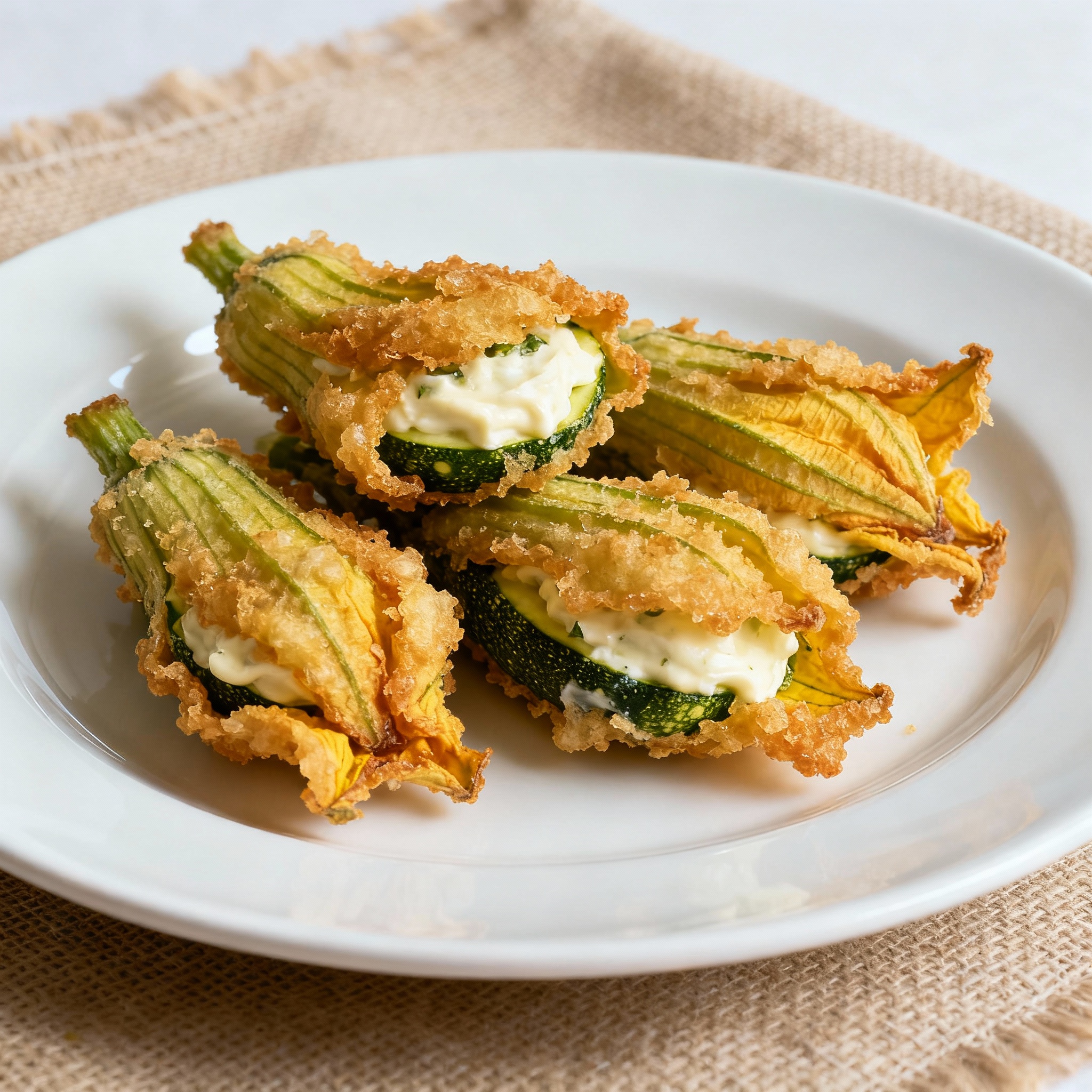 Flores de calabacín rellenas