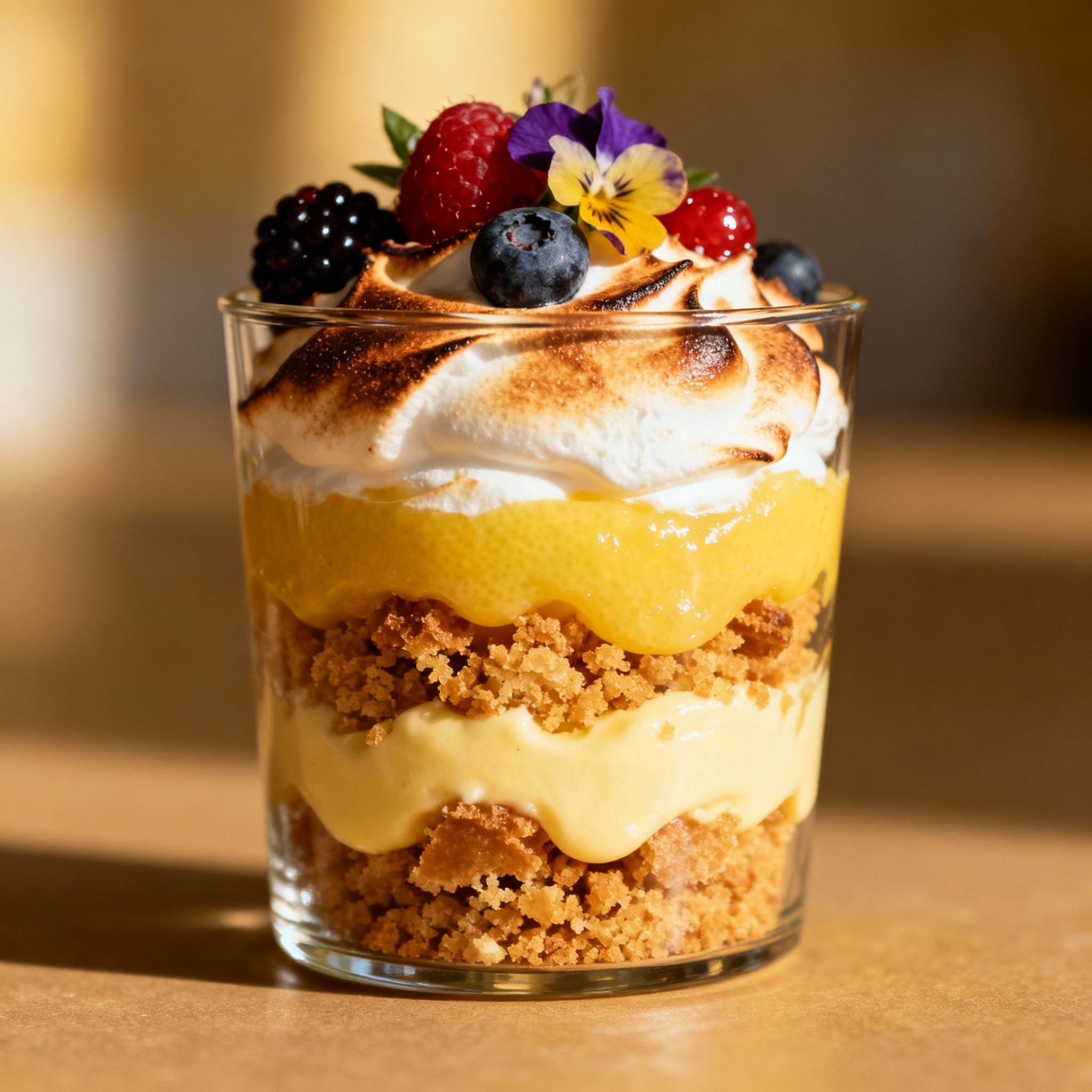 Lemon pie desmontado con crumble pasiego