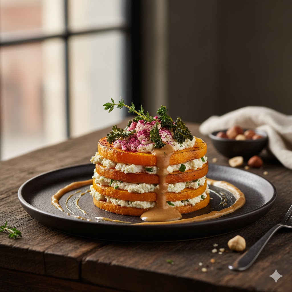 Milhojas de calabaza vegana emplatado