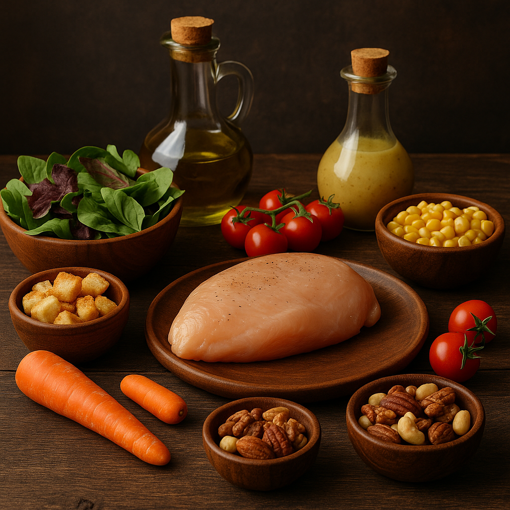 Ingredientes de la ensalada templada de pollo