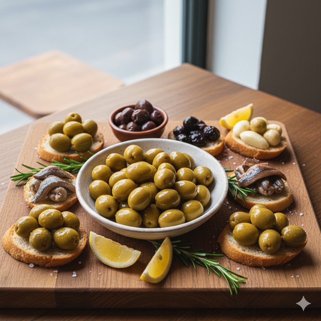 Aceitunas marinadas en hierbas y especias