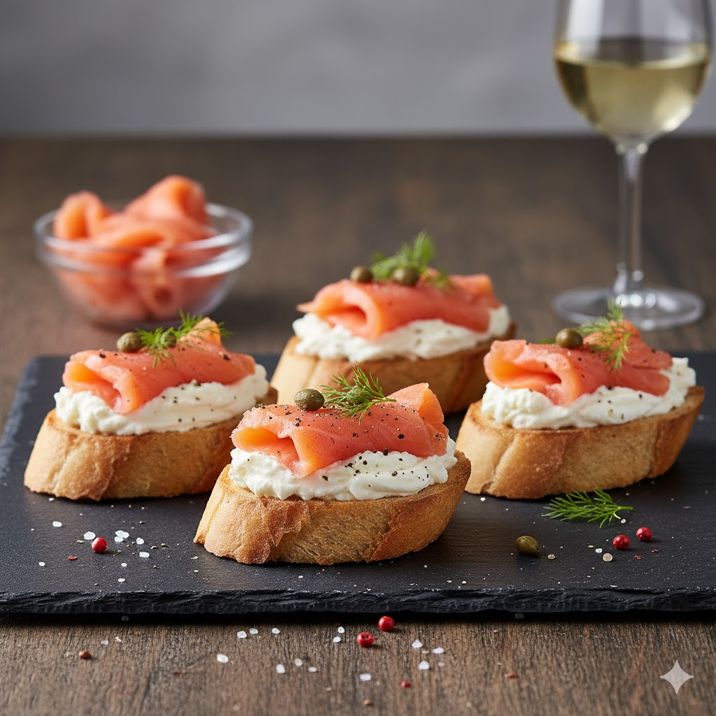 [translate:Canapés de salmón servidos]