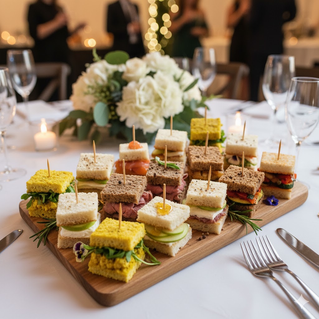 Bandeja de mini sándwiches gourmet variados