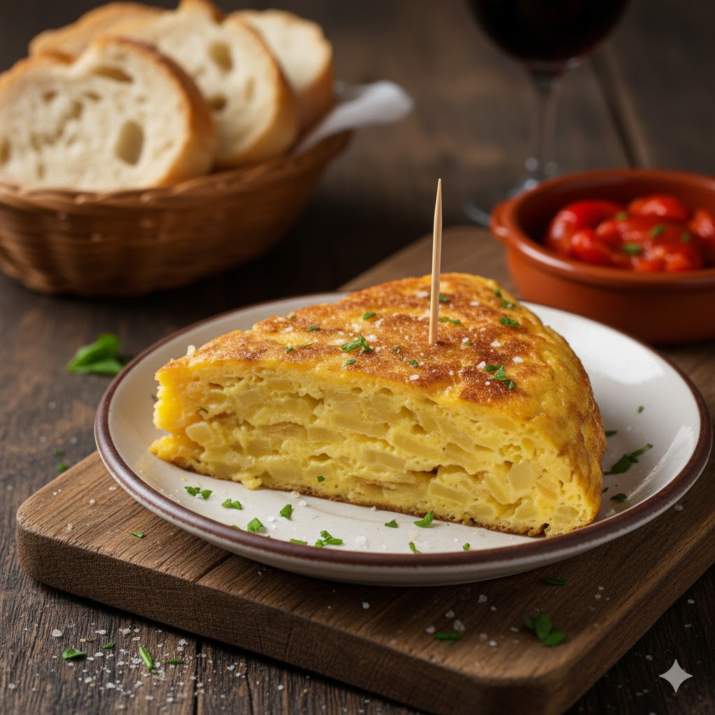 Pincho de tortilla servido