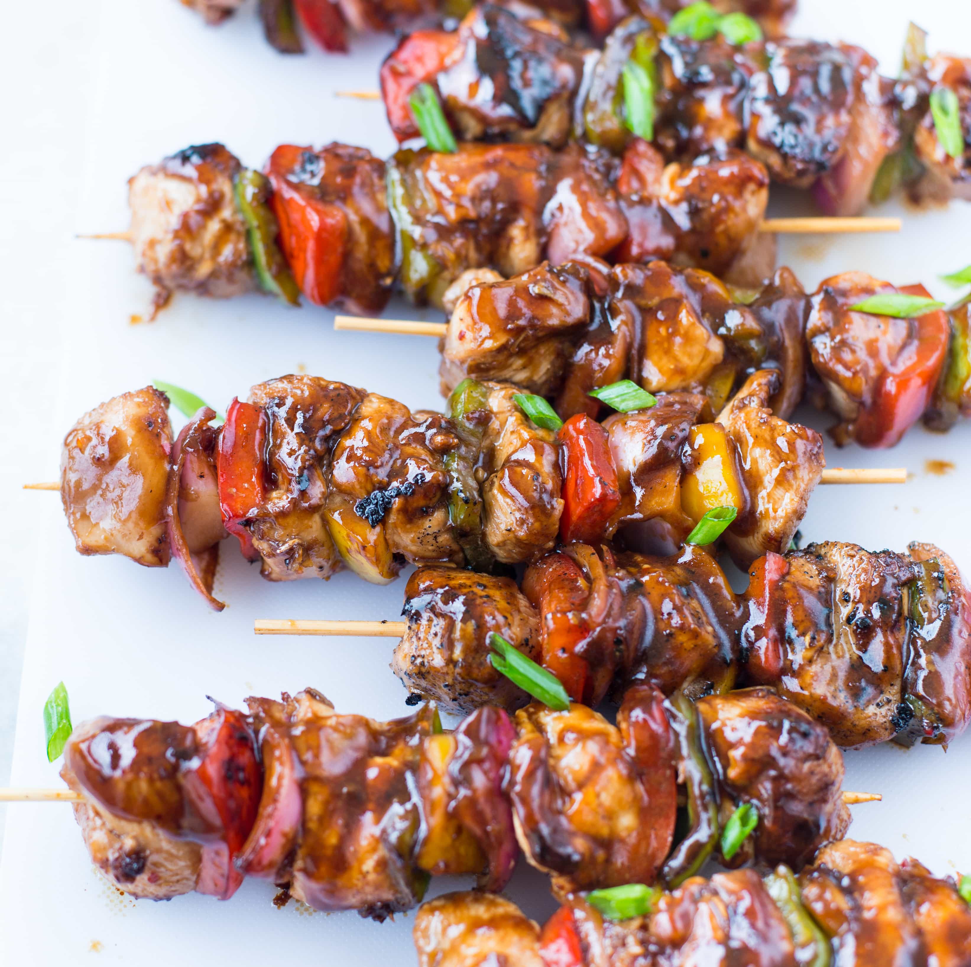 Brochetas de pollo teriyaki
