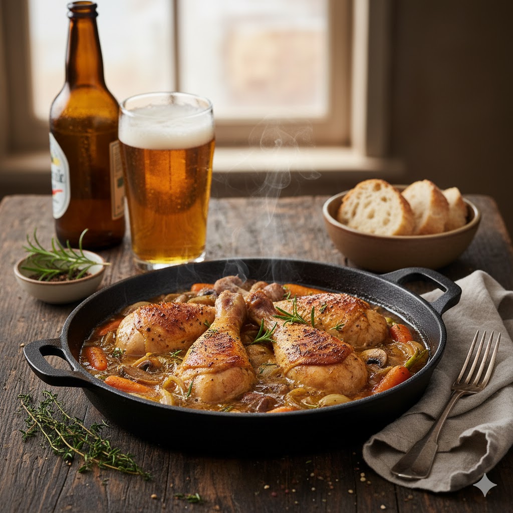 Pollo a la Cerveza servido