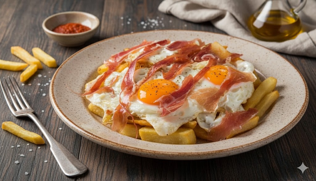 Huevos rotos servidos