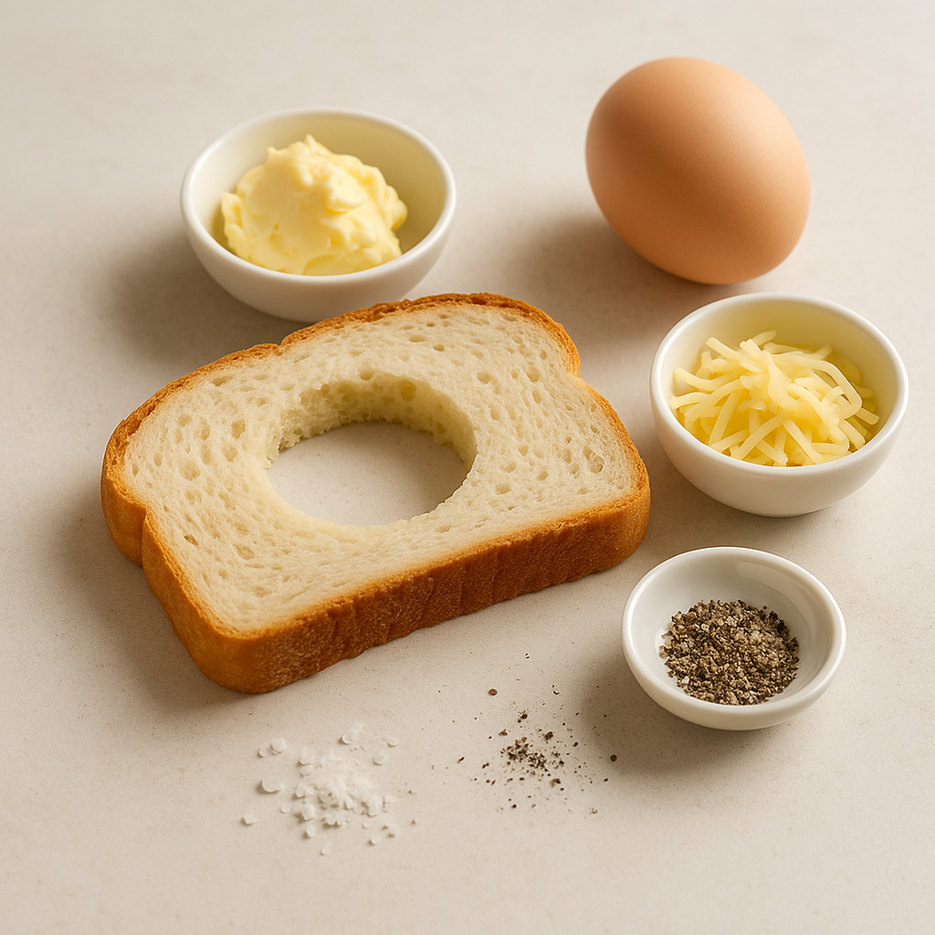 Ingredientes: pan, huevo, mantequilla y queso