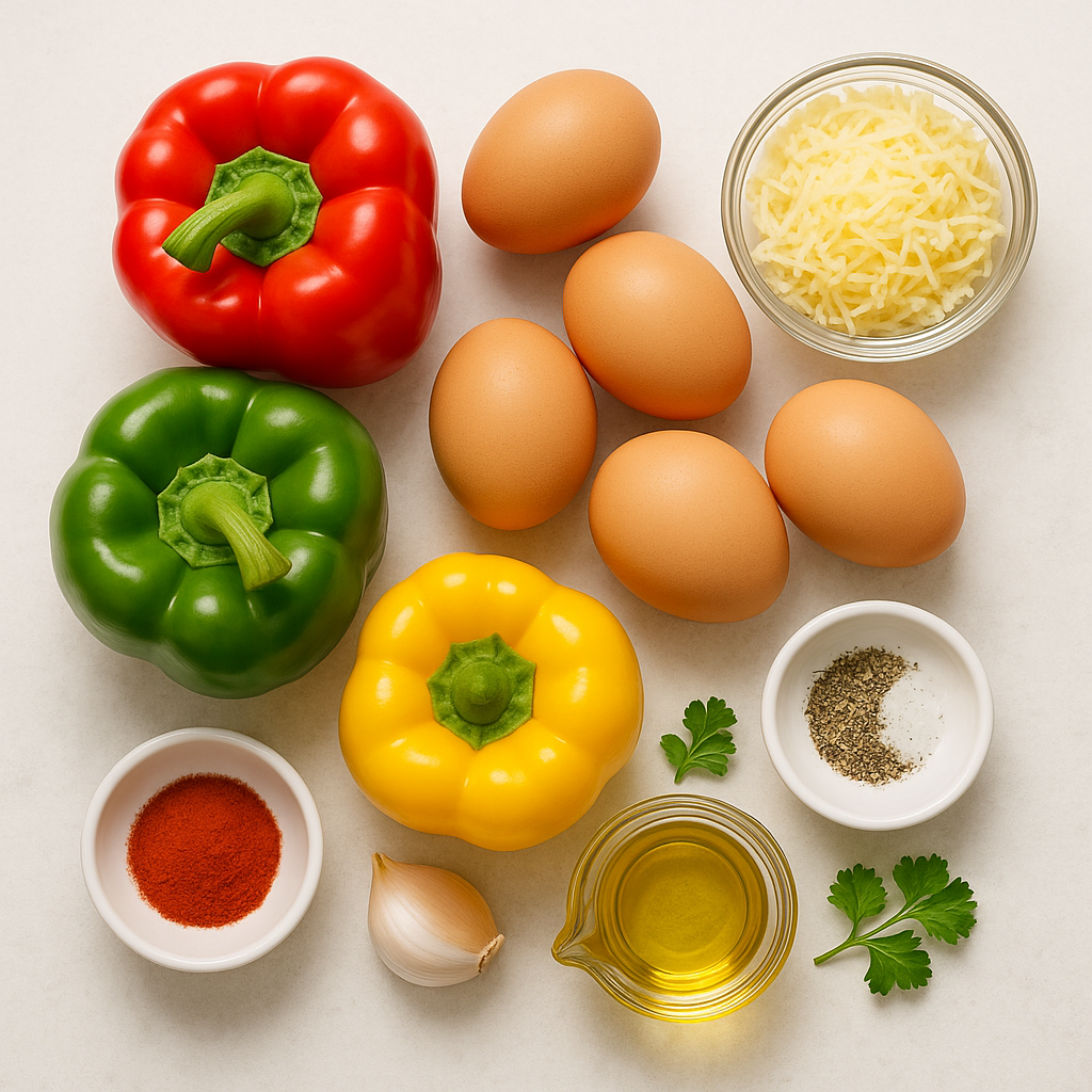 Ingredientes: pimientos, huevos, aceite y especias