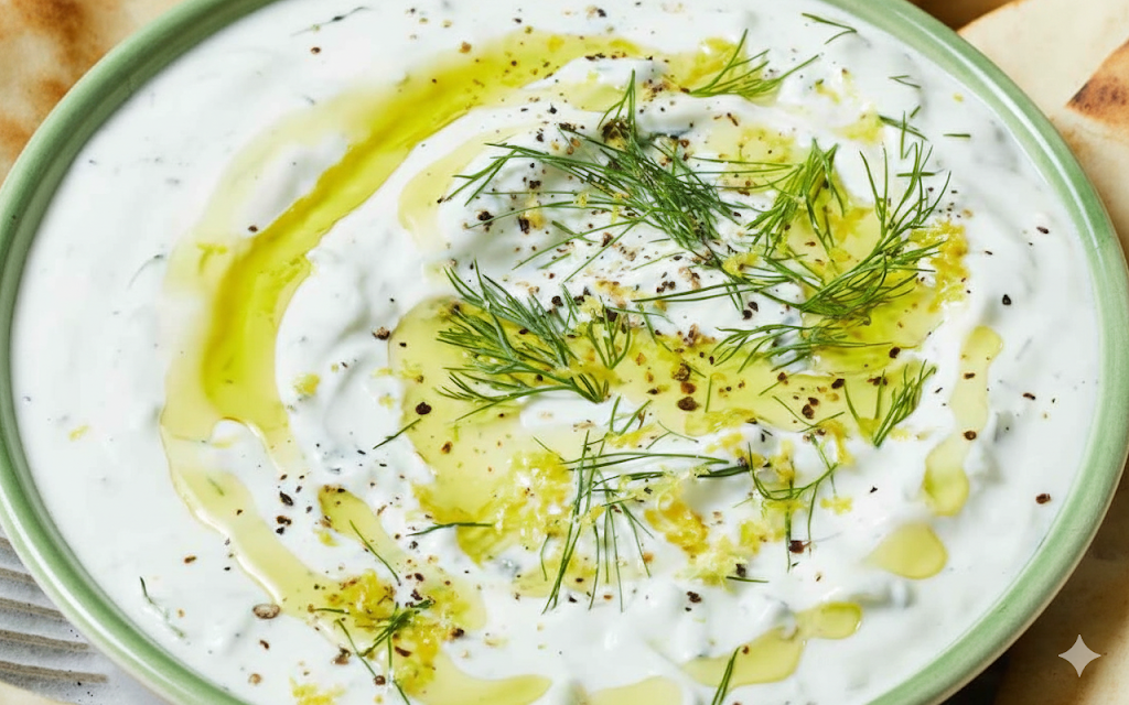 Salsa tzatziki griega con yogur y pepino