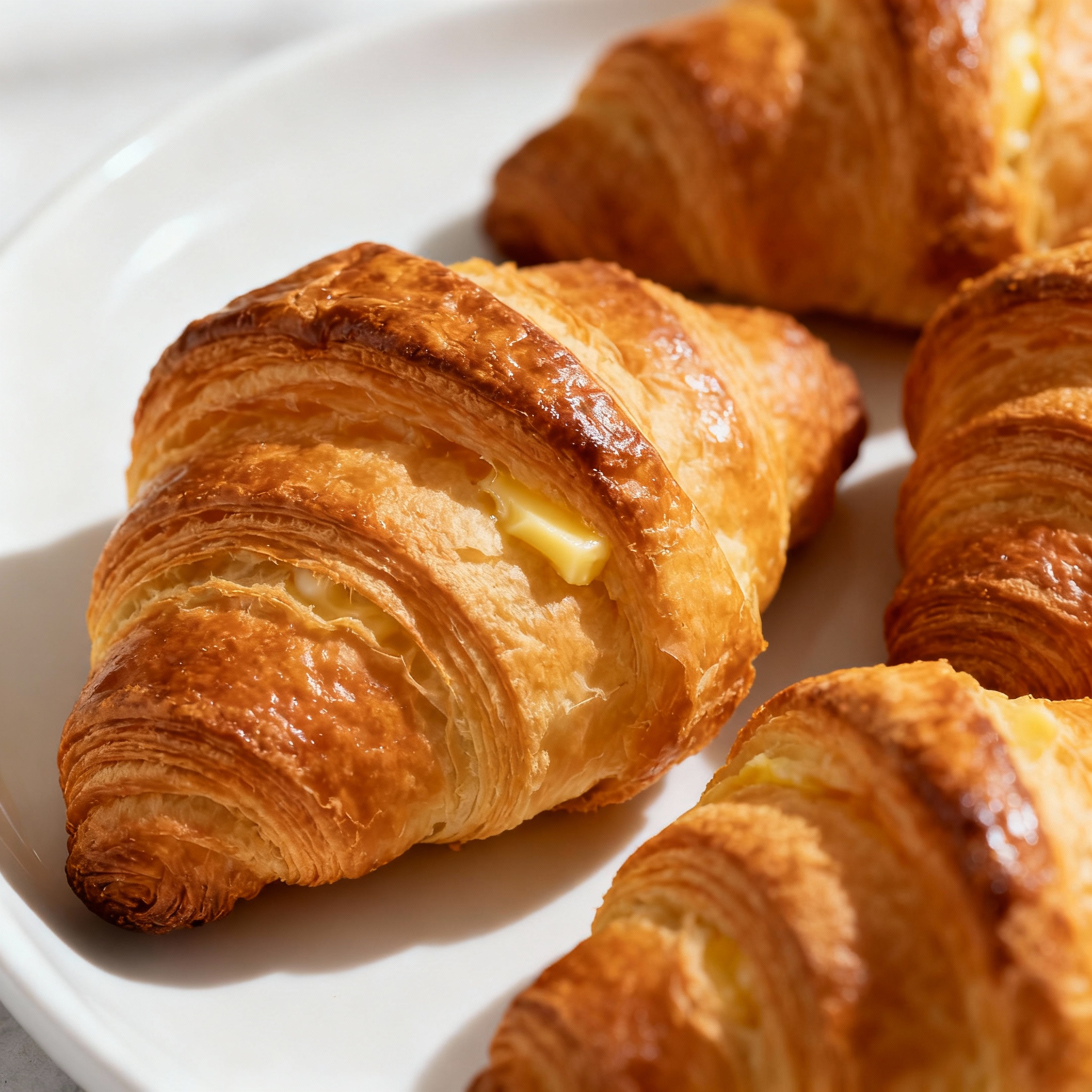 Croissants caseros hojaldrados dorados