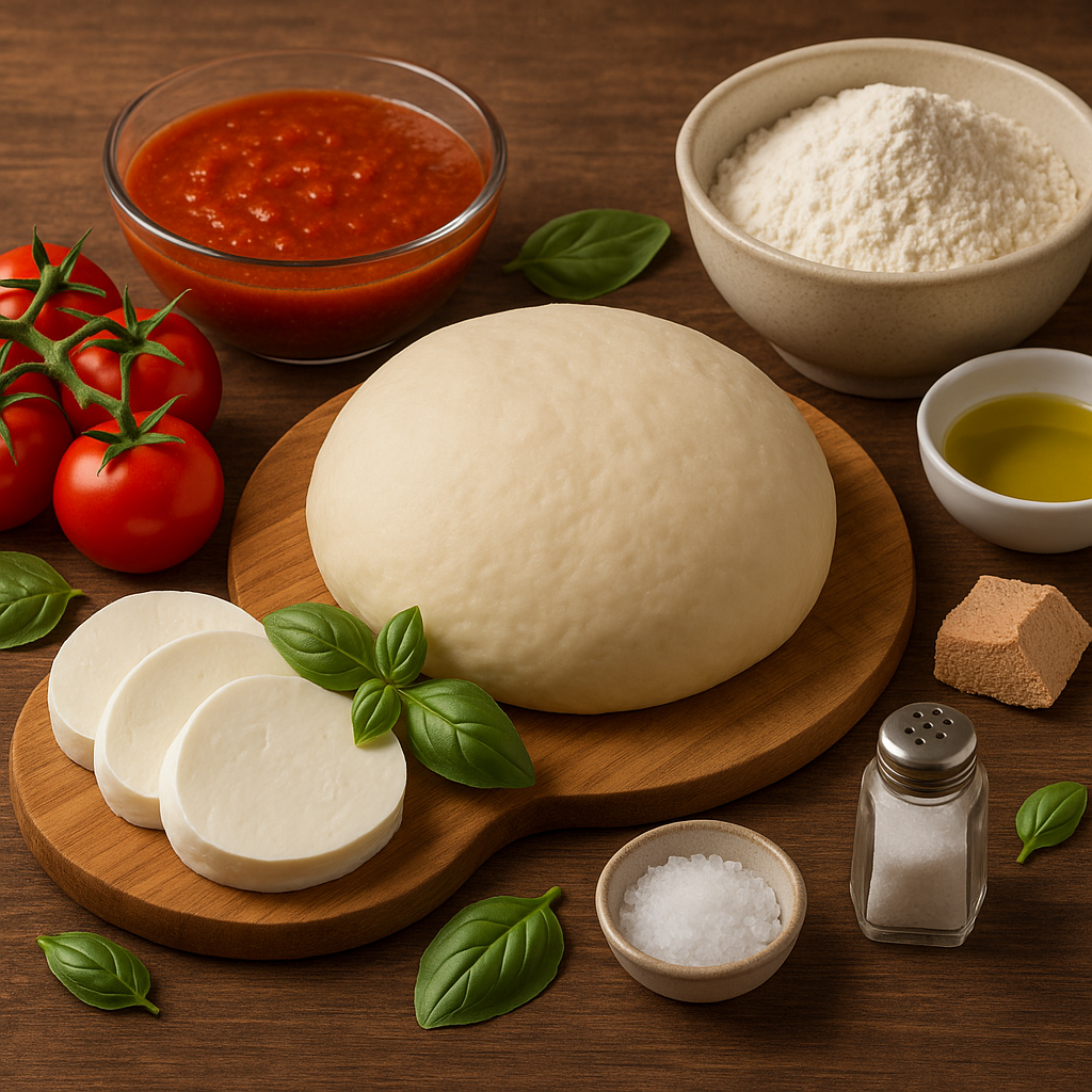 Ingredientes para pizza margarita tradicional