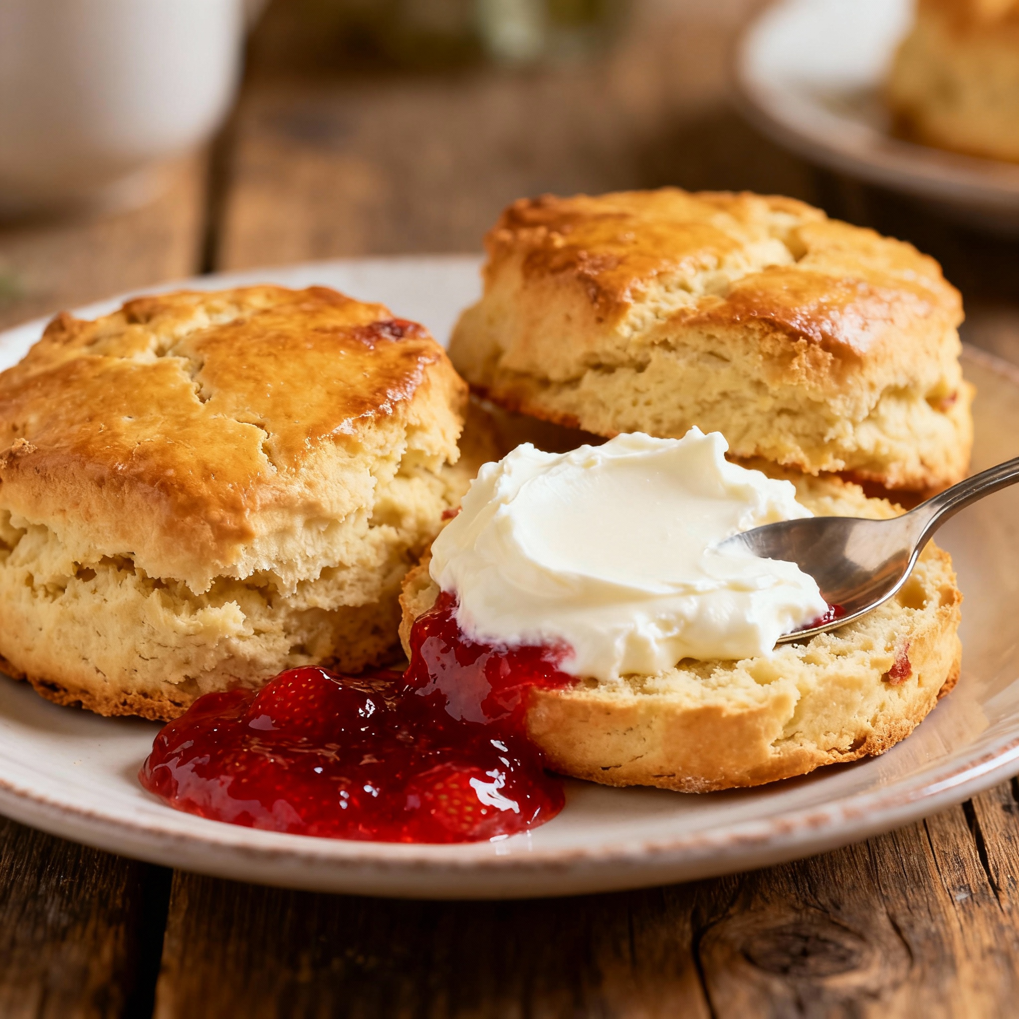 Scones ingleses con mantequilla y mermelada