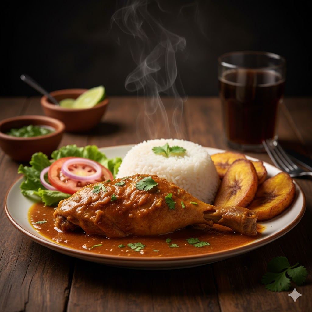 [translate:Seco de pollo ecuatoriano servido]