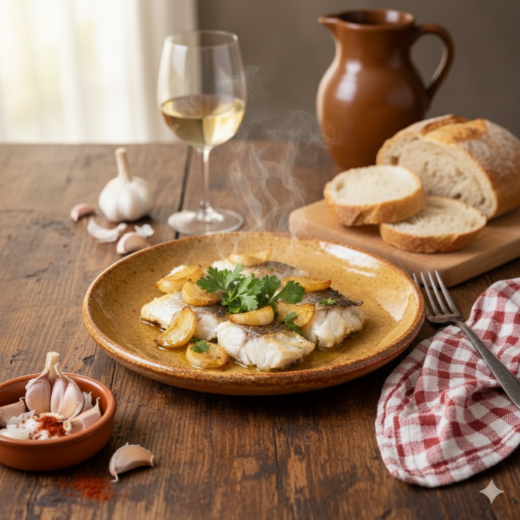 Pescadilla al Ajillo servida