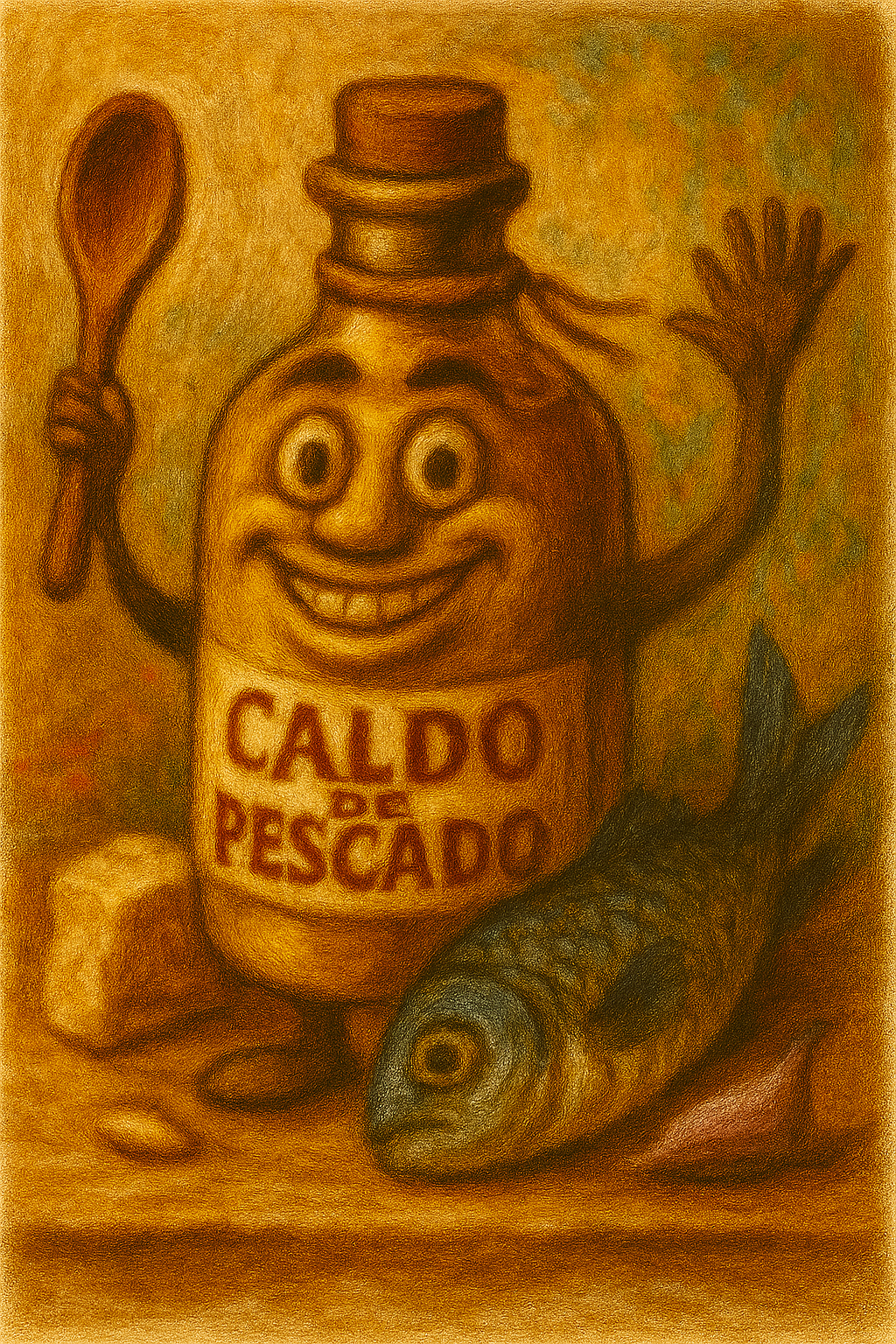 Fondo de pescado en cazuela listo para usar