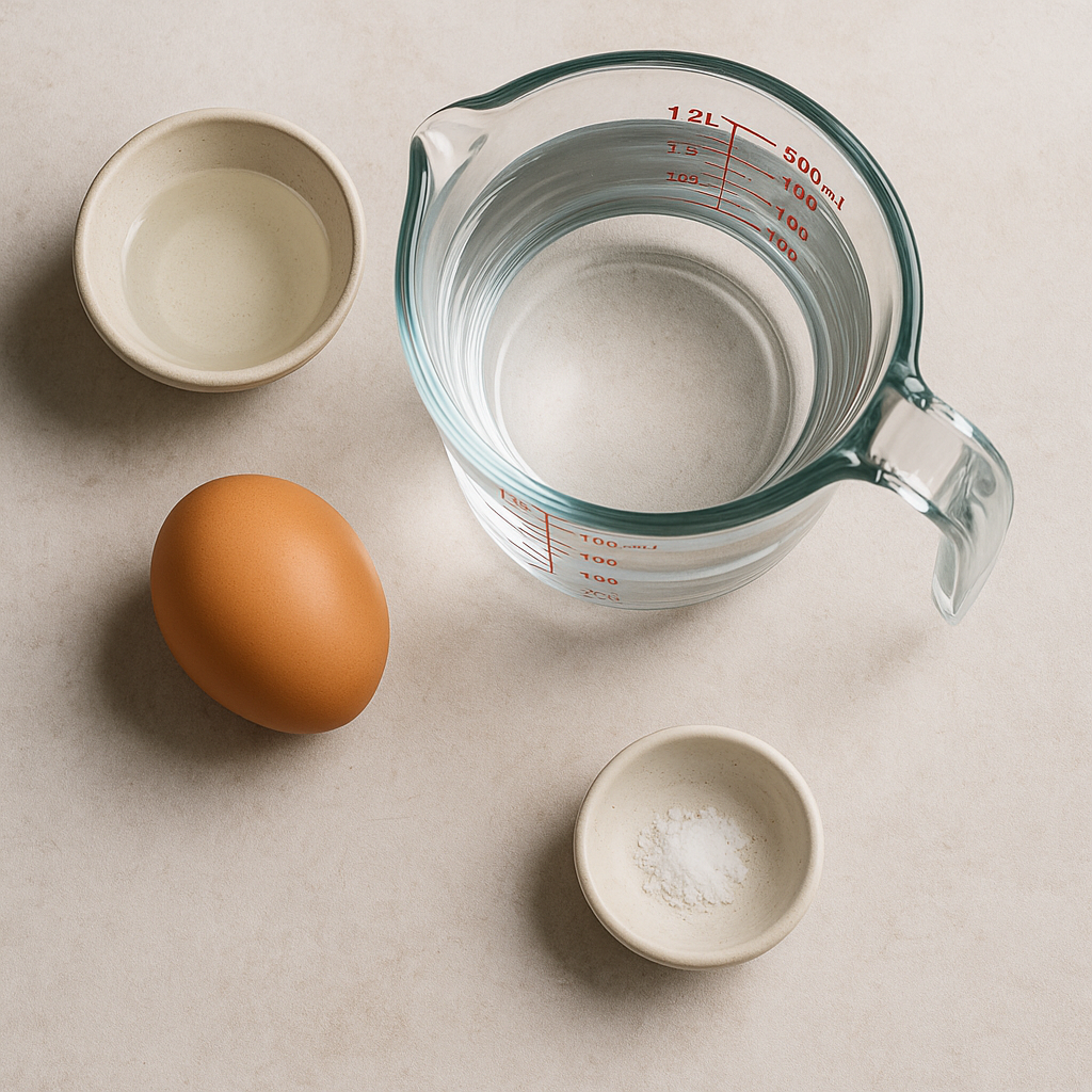 Ingredientes para huevo poché: huevo, agua y vinagre