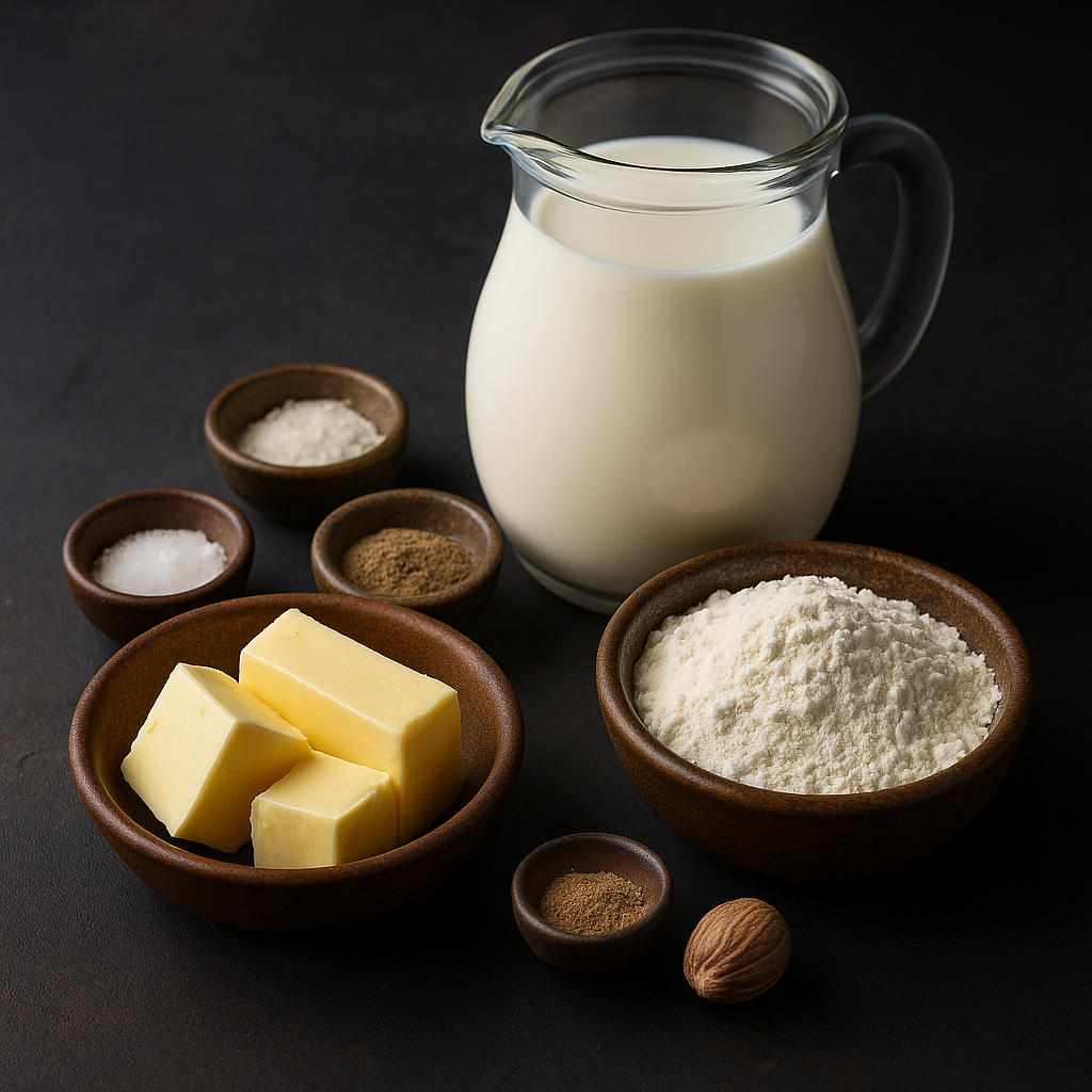 Ingredientes de la bechamel