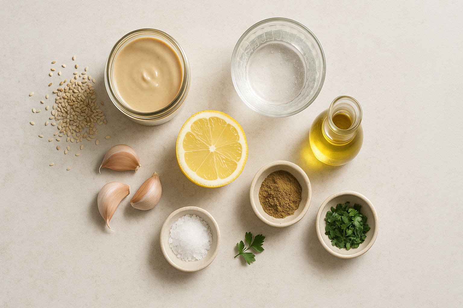 Ingredientes para tahini casero