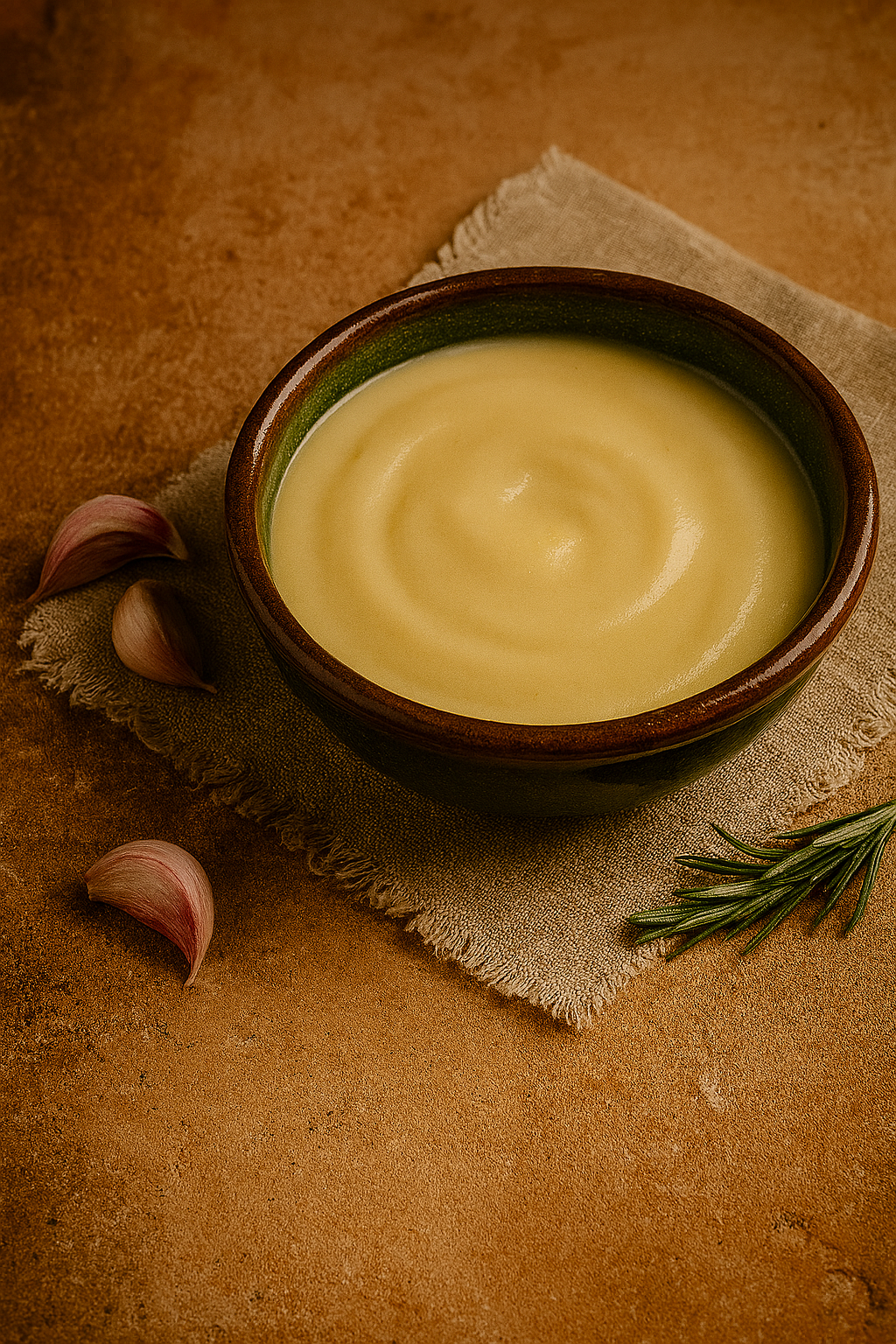 Salsa Velouté en cuenco blanco