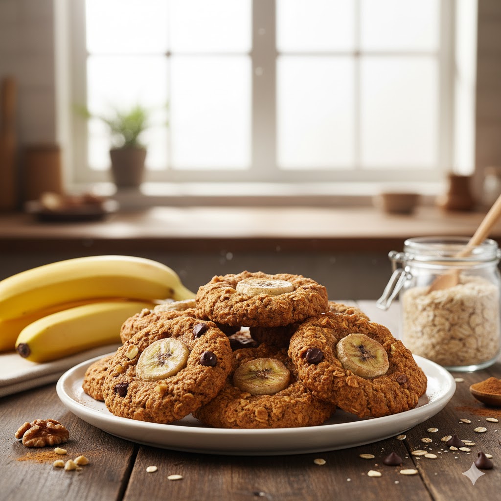 Galletas de avena doradas en plato