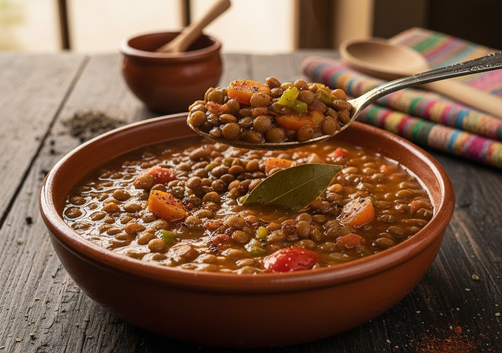 Lentejas rápidas con verduras y especias