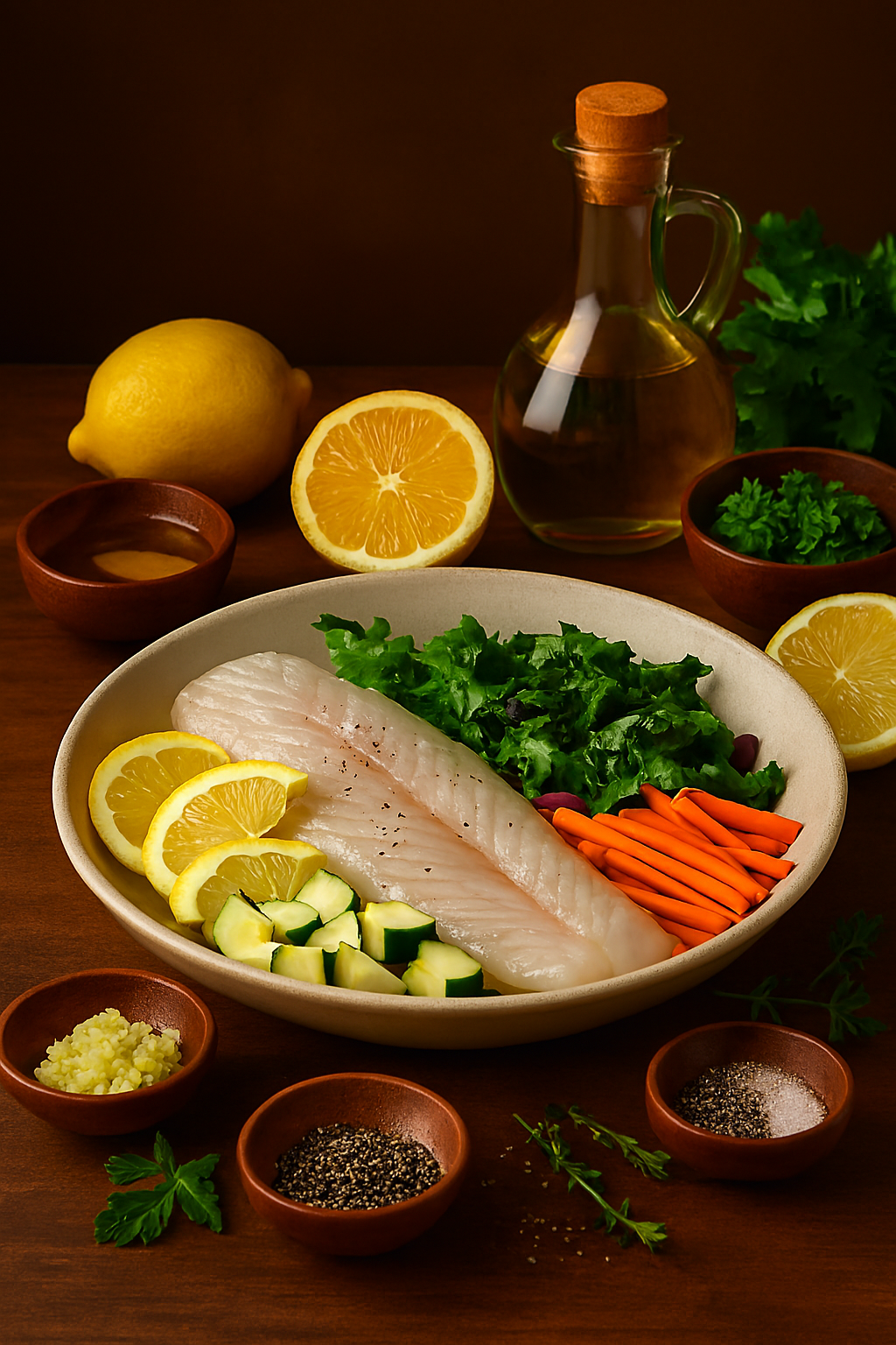 Ingredientes para merluza a la parrilla