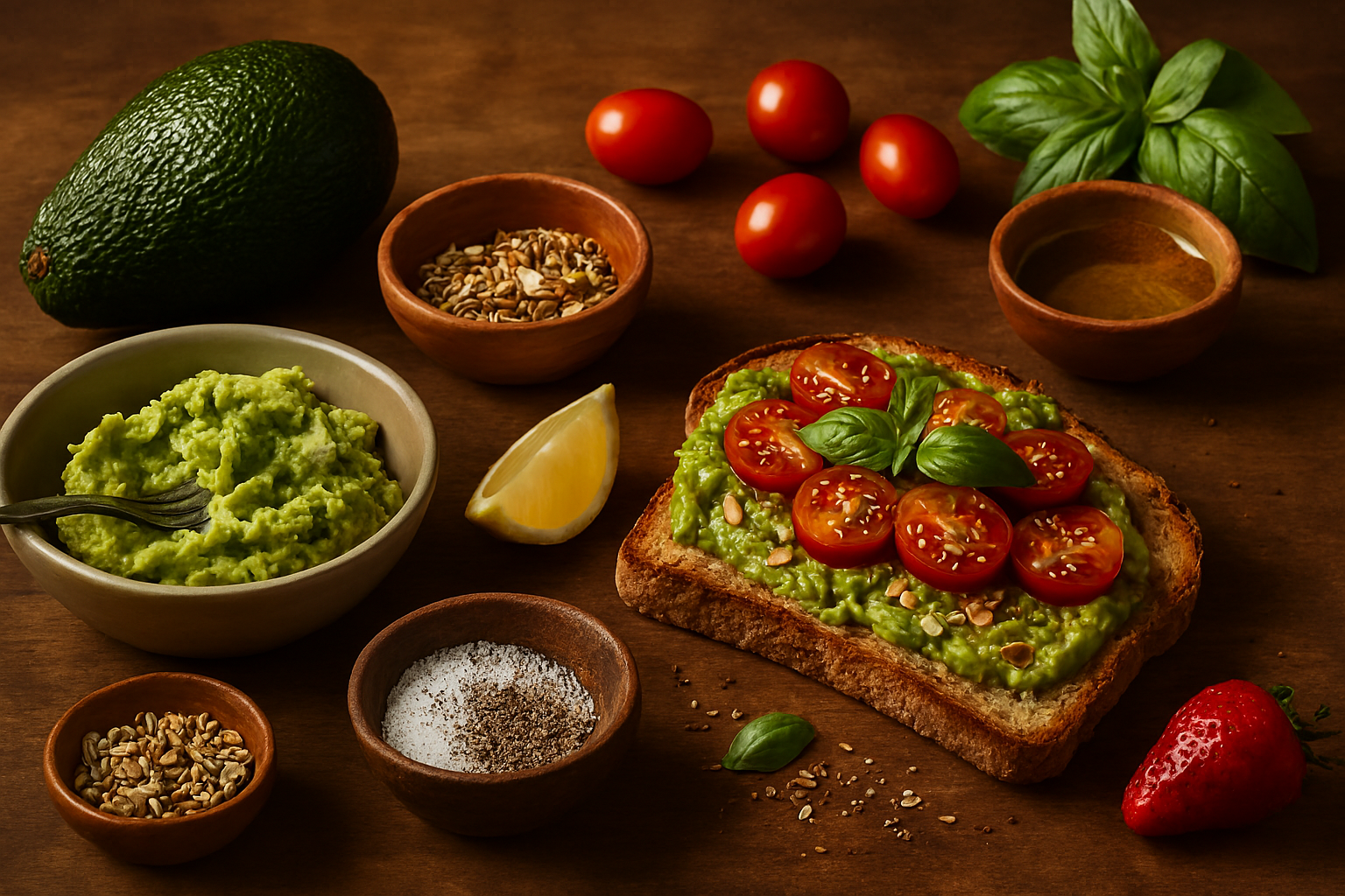 Ingredientes para toast de aguacate saludable
