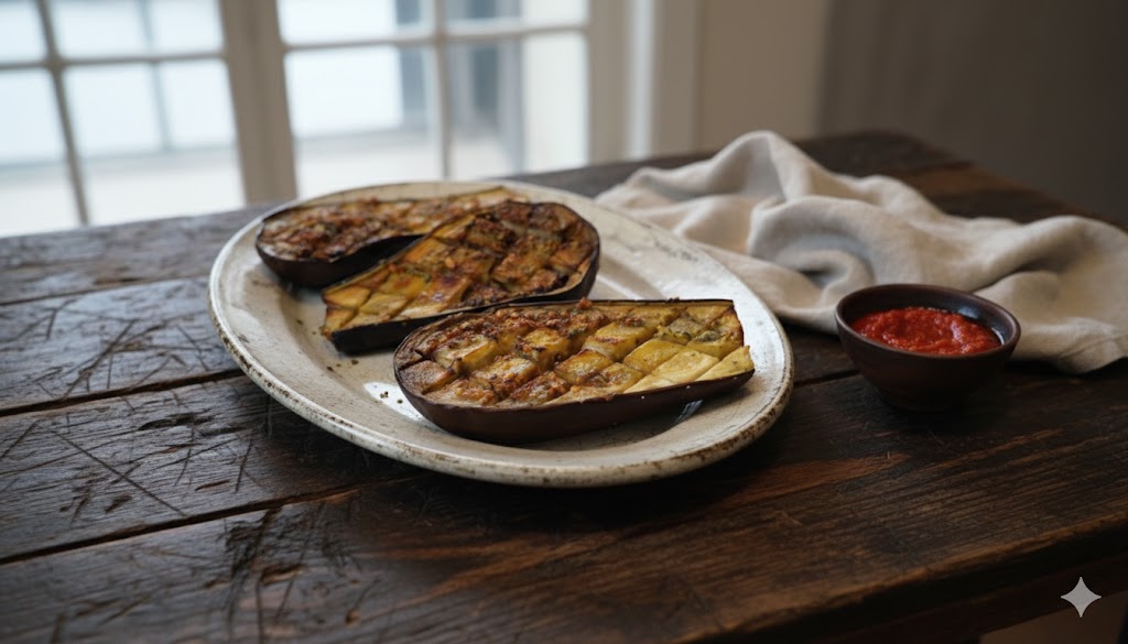 [Berenjenas al horno servidas]