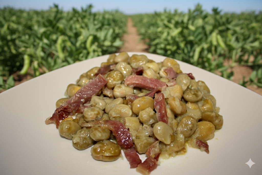 Habas Rehogadas con Jamón en un ambiente tradicional