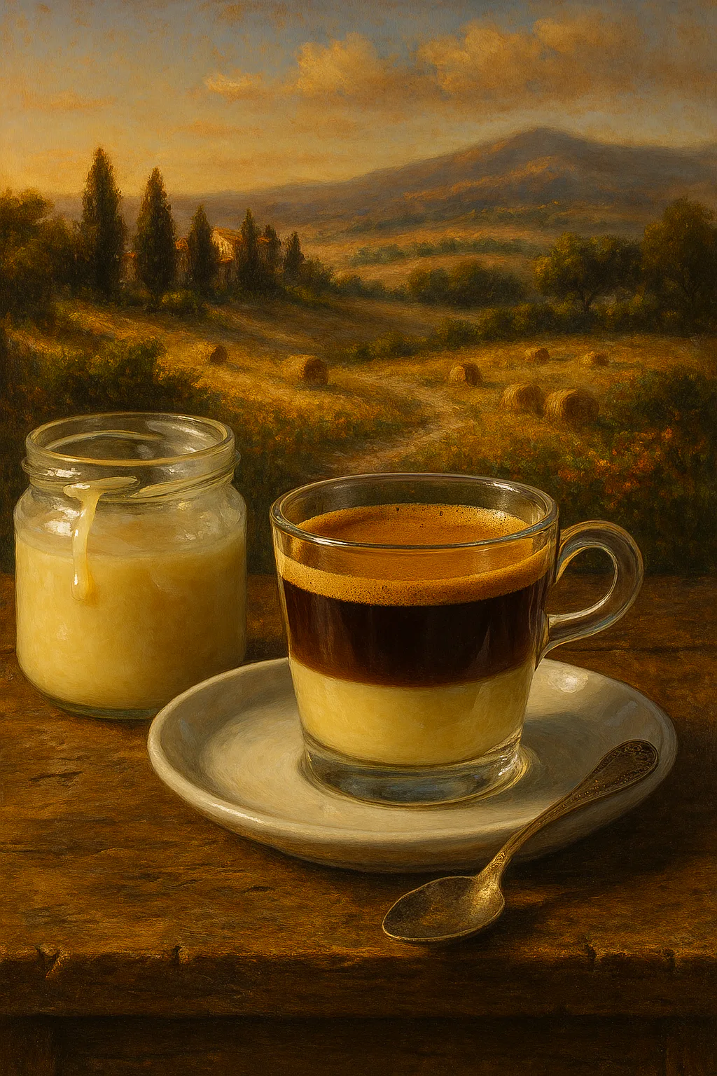 Espresso y leche condensada para preparar café bombón