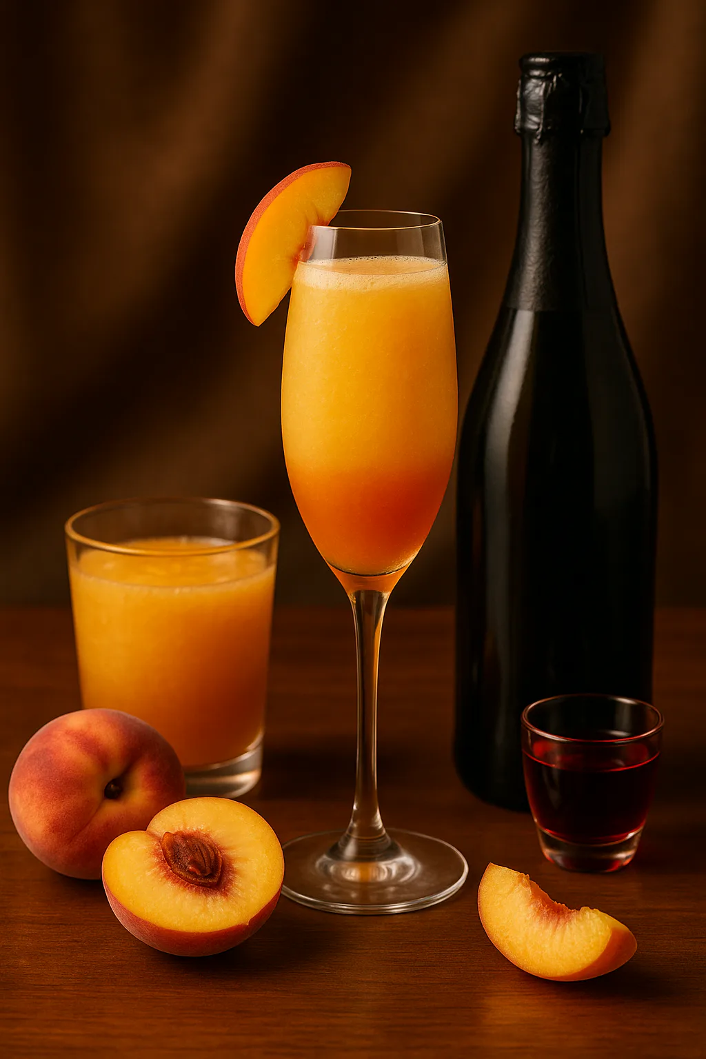 Melocotón blanco, puré y Prosecco para preparar un Bellini