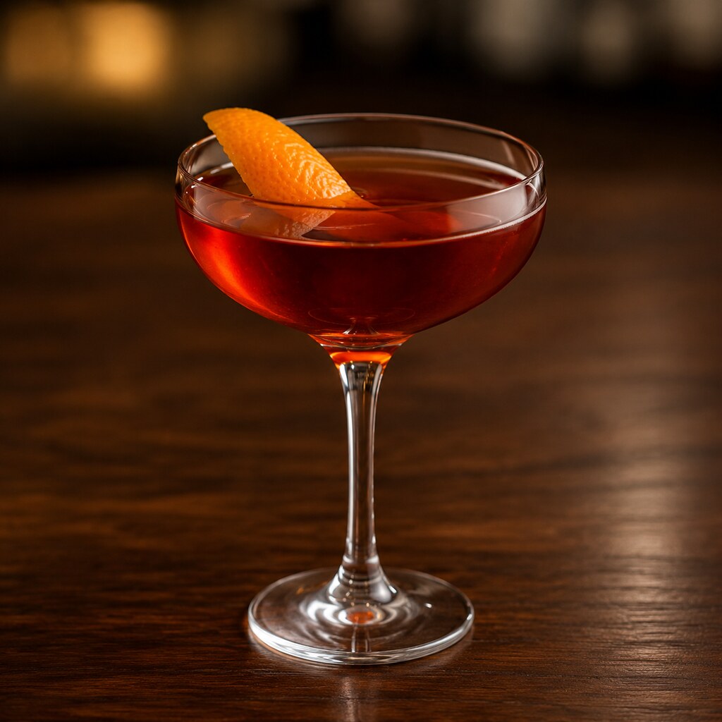 Boulevardier de whisky, Campari y vermut rojo con piel de naranja