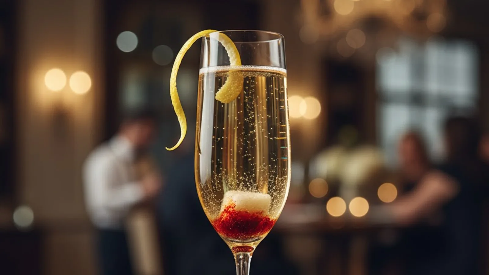 Champagne Cocktail burbujeante con coñac, bitter y azúcar
