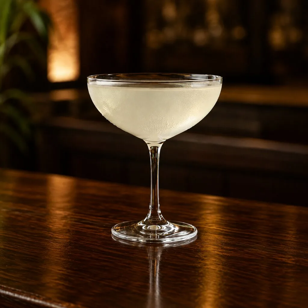 Daiquiri terminado, transparente y muy frío, servido sin hielo