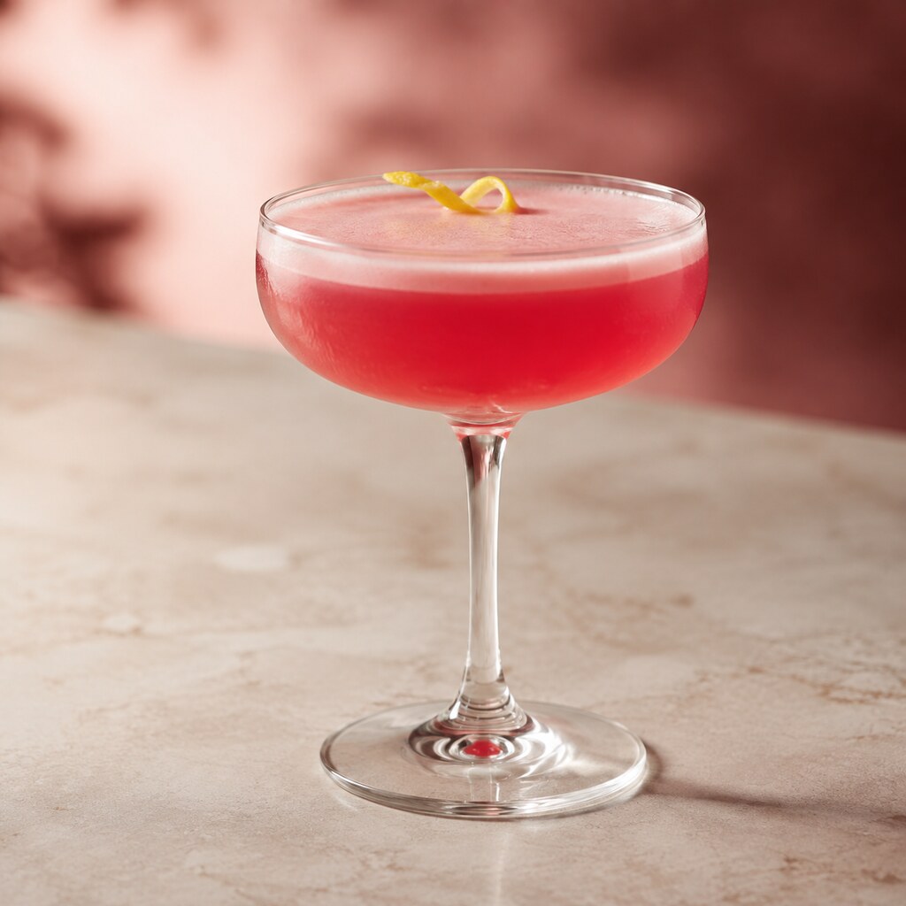 French Martini rosado de vodka, frambuesa y piña con espuma fina